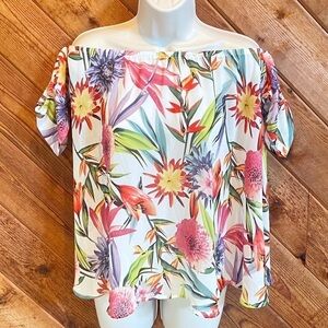 🆕 Buffalo Jeans tropic paradise off shoulder blouse top